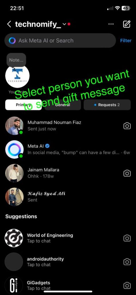 how to send a gift message on instagram 2